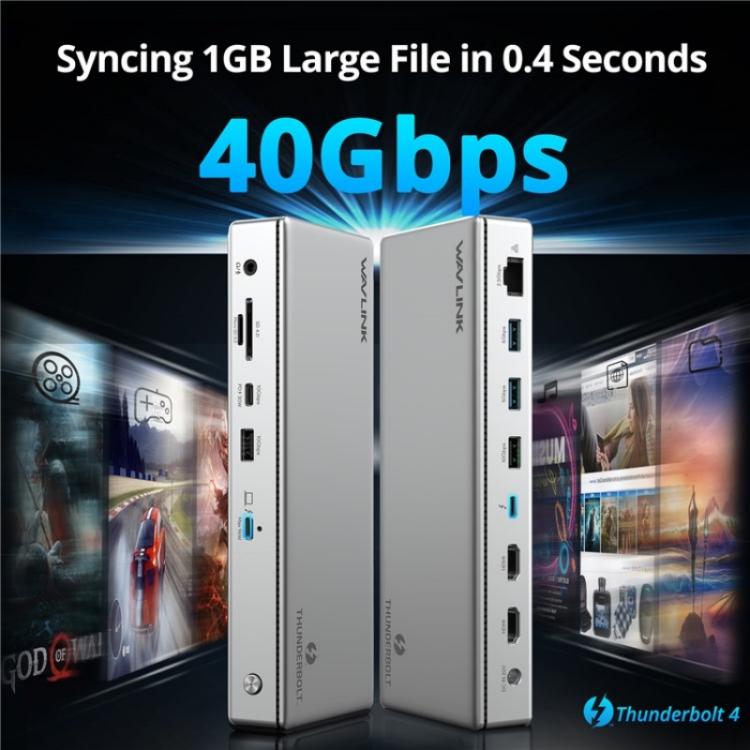 WAVLINK UTD45 96W Charging 8K / 4K Display Thunderbolt 4 Docking Station 13-in-1 Hub(UK Plug) - free shipping - PMc TechLife - Order now!