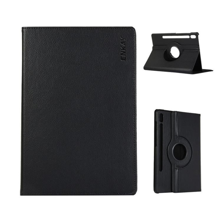 For Samsung Galaxy Tab S10 FE / S9 FE / S9 ENKAY 360 Degree Rotation Litchi Leather Smart Tablet Case(Black) - free shipping - PMc TechLife - Order now!
