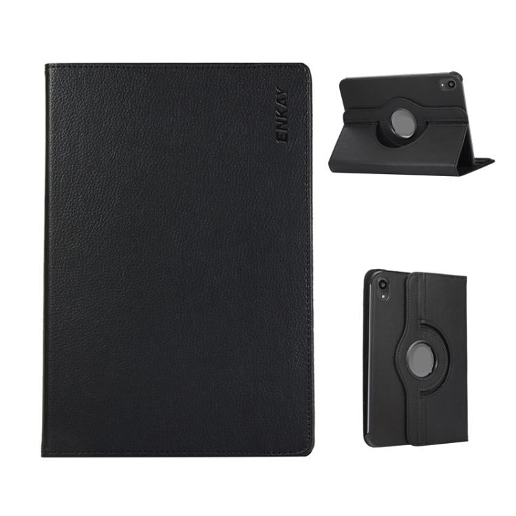 For iPad mini 2024 / mini 6 ENKAY 360 Degree Rotation Litchi Leather Smart Tablet Case(Black) - free shipping - PMc TechLife - Order now!