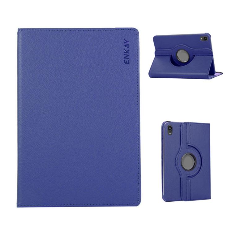 For iPad mini 2024 / mini 6 ENKAY 360 Degree Rotation Litchi Leather Smart Tablet Case(Dark Blue) - free shipping - PMc TechLife - Order now!