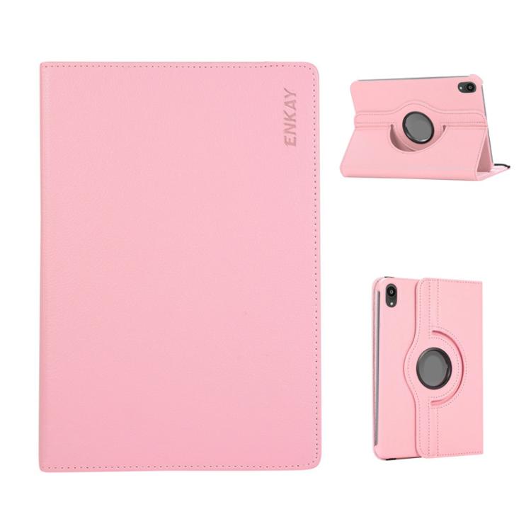 For iPad mini 2024 / mini 6 ENKAY 360 Degree Rotation Litchi Leather Smart Tablet Case(Pink) - free shipping - PMc TechLife - Order now!