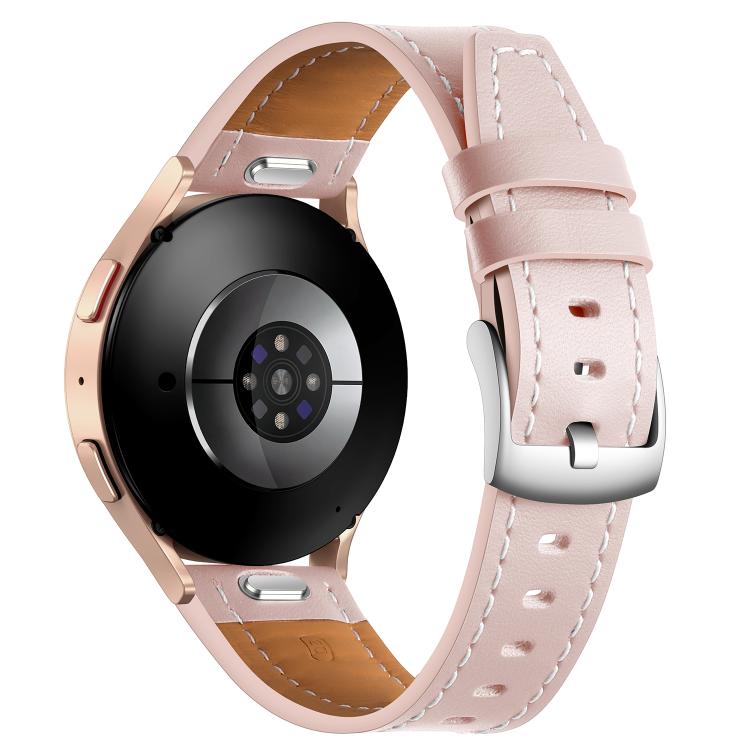 20mm Push Button Silver Steel Buckle Genuine Leather Watch Band(Light Pink) - free shipping - PMC TechLife - Order now!