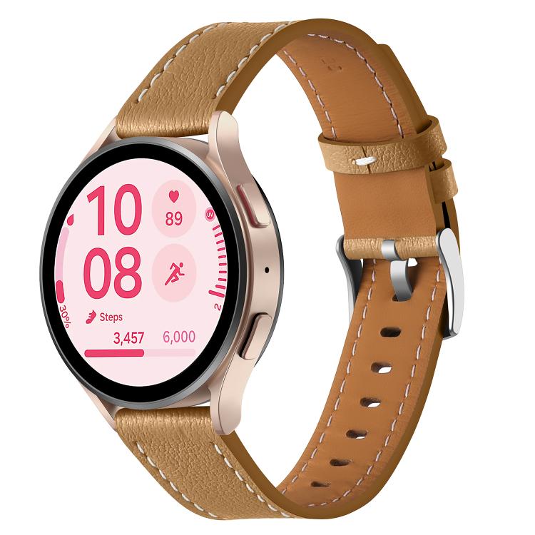 22mm Push Button Silver Steel Buckle Genuine Leather Watch Band(Yellow Brown) - free shipping - PMC TechLife - Order now!