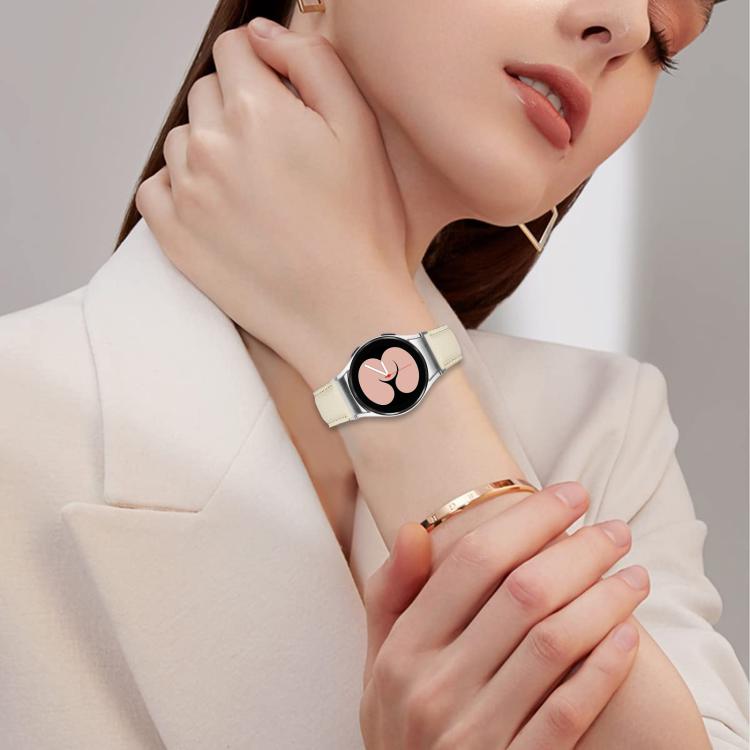 For Samsung Galaxy Watch 7 40 / 44mm Quick Release Lychee Texture Silver Turtle Back Buckle Leather Watch Band(Camel) - free shipping - PMC TechLife - Order now!