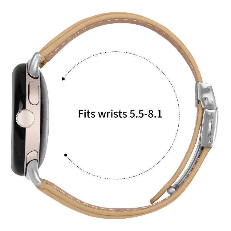 For Google Pixel Watch / Watch 2 / 3 41mm Lychee Texture Silver Turtle Back Buckle Leather Watch Band(Camel) - free shipping - PMC TechLife - Order now!
