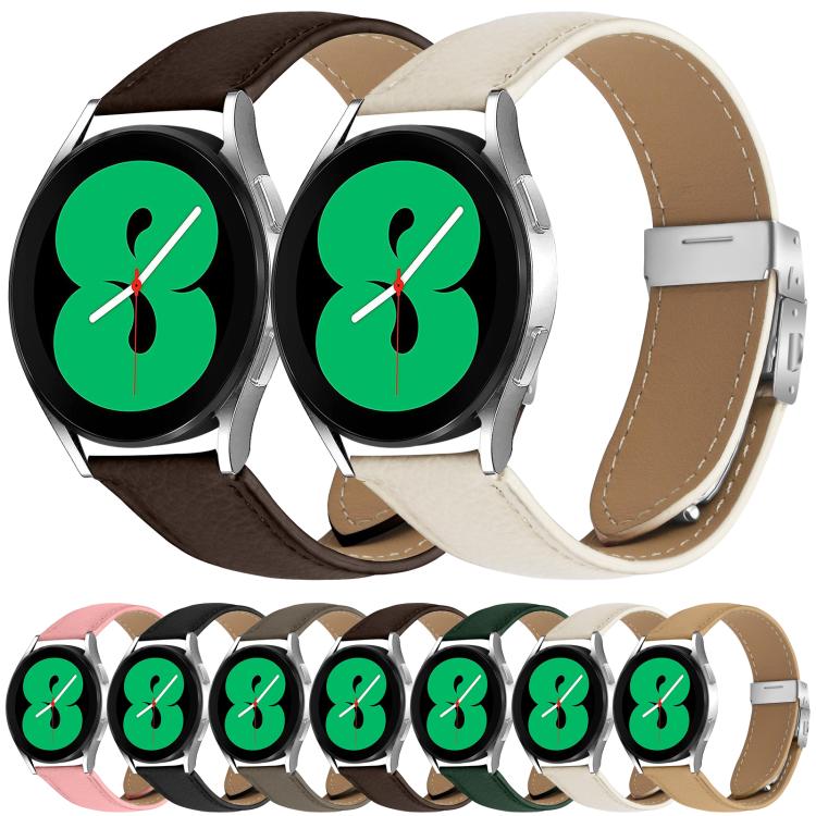 20mm Lychee Texture Silver Turtle Back Buckle Leather Watch Band(Camel) - free shipping - PMC TechLife - Order now!