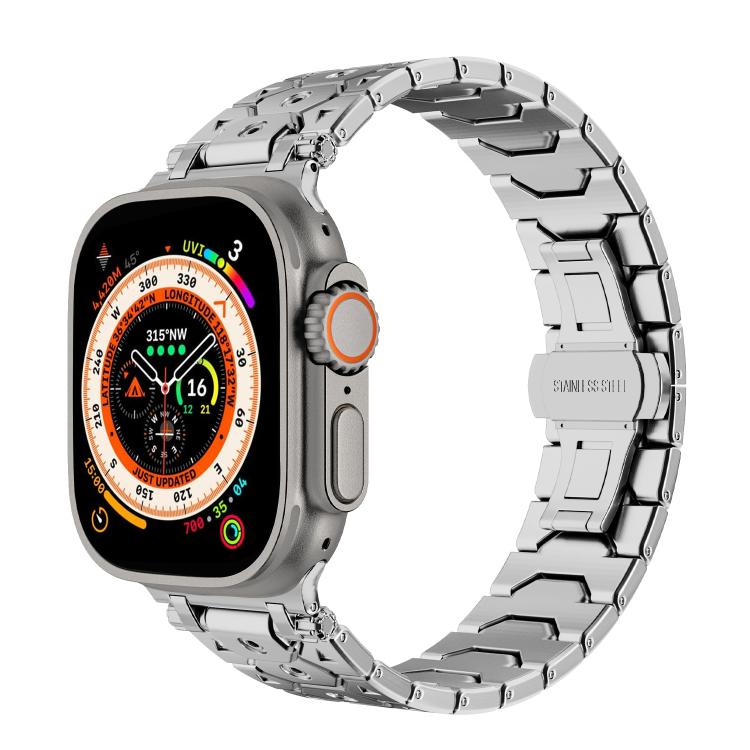 For Apple Watch 46mm / 49mm / 45mm / 44mm Octagonal Stainless Steel  Watch(Silver) - free shipping - PMC TechLife - Order now!