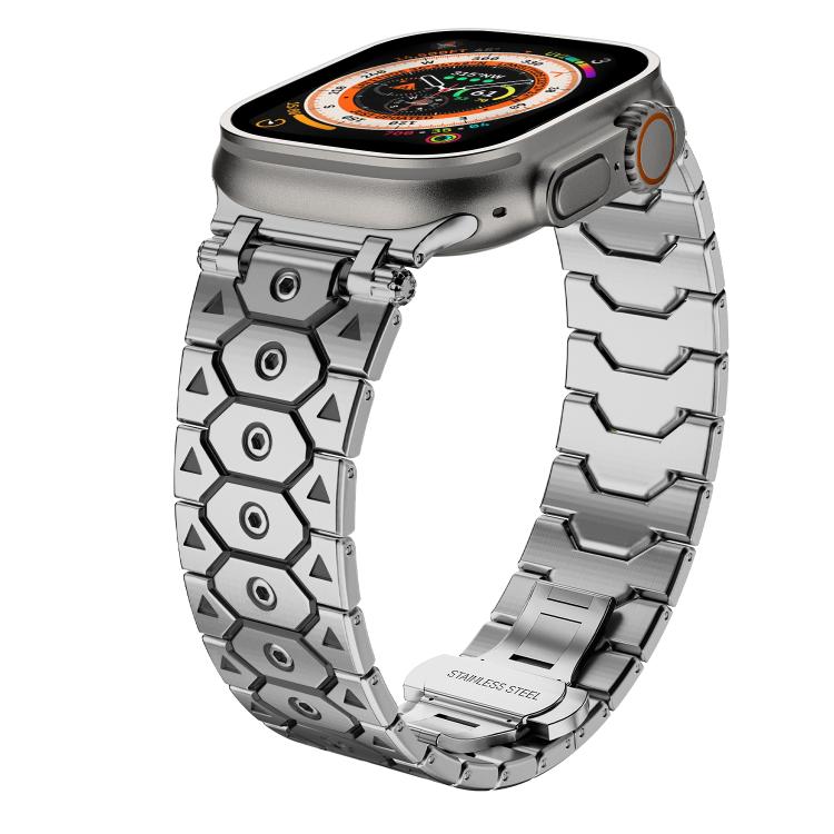 For Apple Watch 46mm / 49mm / 45mm / 44mm Octagonal Stainless Steel  Watch(Silver Inter Black) - free shipping - PMC TechLife - Order now!