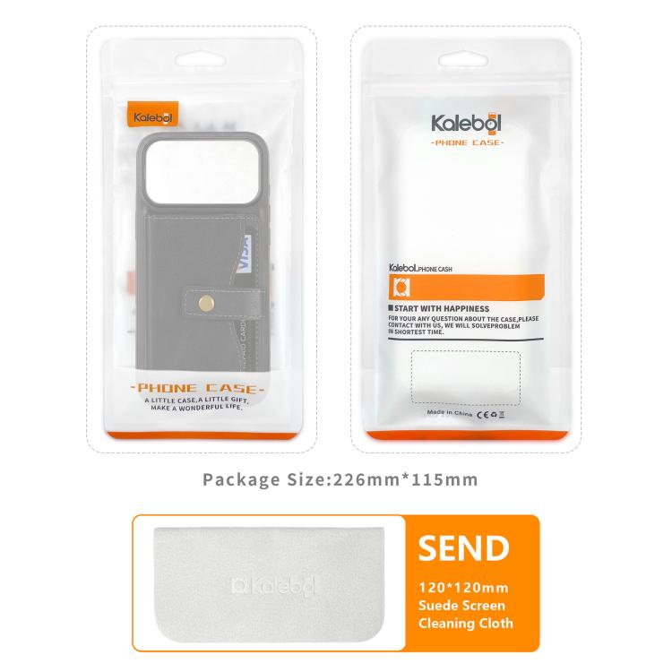 For iPhone 17 Air Kalebol Magnetic Button Card Bag MagSafe Ring Leather Phone Case(Brown) - iPhone 17 Air Cases by Kalebol | Online Shopping South Africa | PMC TechLife | Buy Now Pay Later Mobicred
