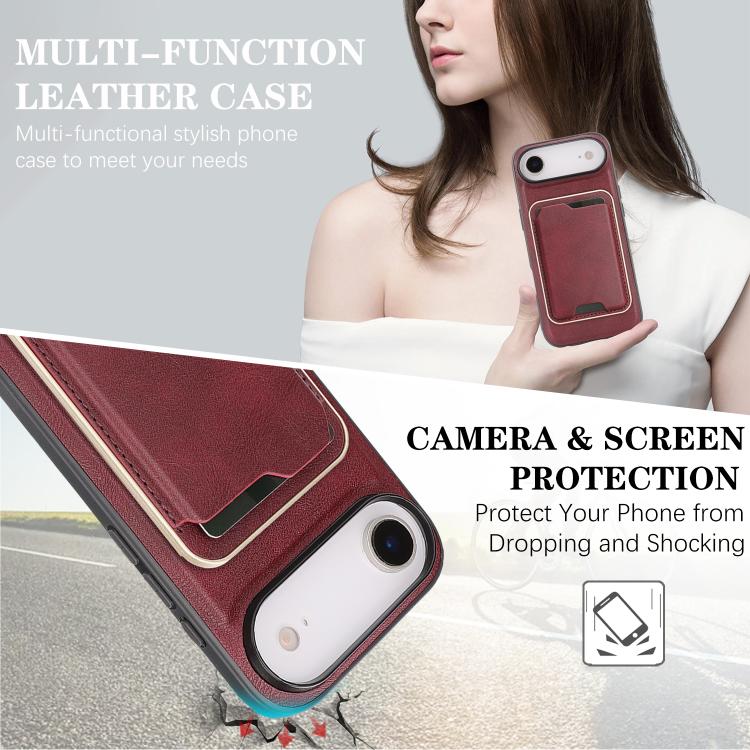 For iPhone 17 Air Kalebol Slim MagSafe Ring Magnetic Card Bag Leather Phone Case(Red) - iPhone 17 Air Cases by Kalebol | Online Shopping South Africa | PMC TechLife | Buy Now Pay Later Mobicred