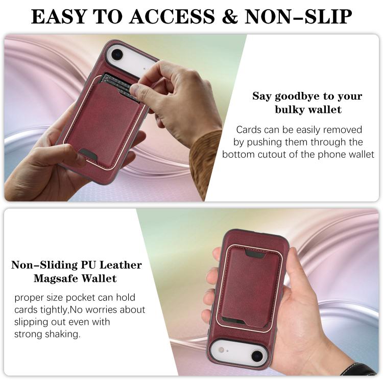 For iPhone 17 Air Kalebol Slim MagSafe Ring Magnetic Card Bag Leather Phone Case(Red) - iPhone 17 Air Cases by Kalebol | Online Shopping South Africa | PMC TechLife | Buy Now Pay Later Mobicred