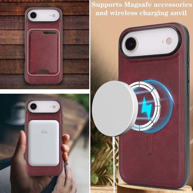 For iPhone 17 Air Kalebol Slim MagSafe Ring Magnetic Card Bag Leather Phone Case(Red) - iPhone 17 Air Cases by Kalebol | Online Shopping South Africa | PMC TechLife | Buy Now Pay Later Mobicred