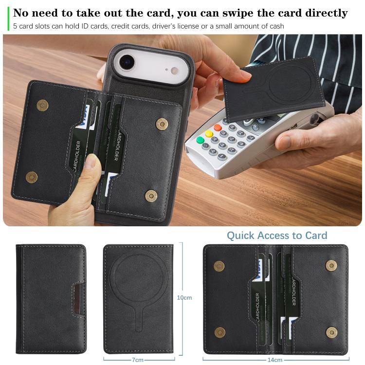 For iPhone 17 Air Kalebol Strong MagSafe Magnetic Two-Fold Card Bag Leather Phone Case(Black) - iPhone 17 Air Cases by Kalebol | Online Shopping South Africa | PMC TechLife | Buy Now Pay Later Mobicred