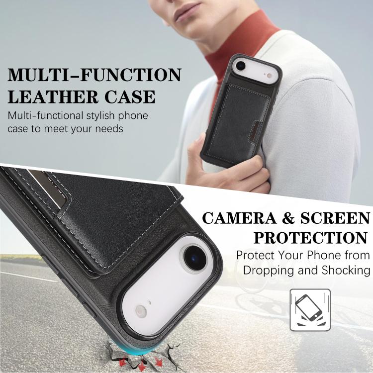 For iPhone 17 Air Kalebol Strong MagSafe Magnetic Two-Fold Card Bag Leather Phone Case(Black) - iPhone 17 Air Cases by Kalebol | Online Shopping South Africa | PMC TechLife | Buy Now Pay Later Mobicred