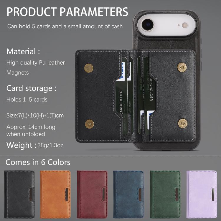 For iPhone 17 Air Kalebol Strong MagSafe Magnetic Two-Fold Card Bag Leather Phone Case(Black) - iPhone 17 Air Cases by Kalebol | Online Shopping South Africa | PMC TechLife | Buy Now Pay Later Mobicred