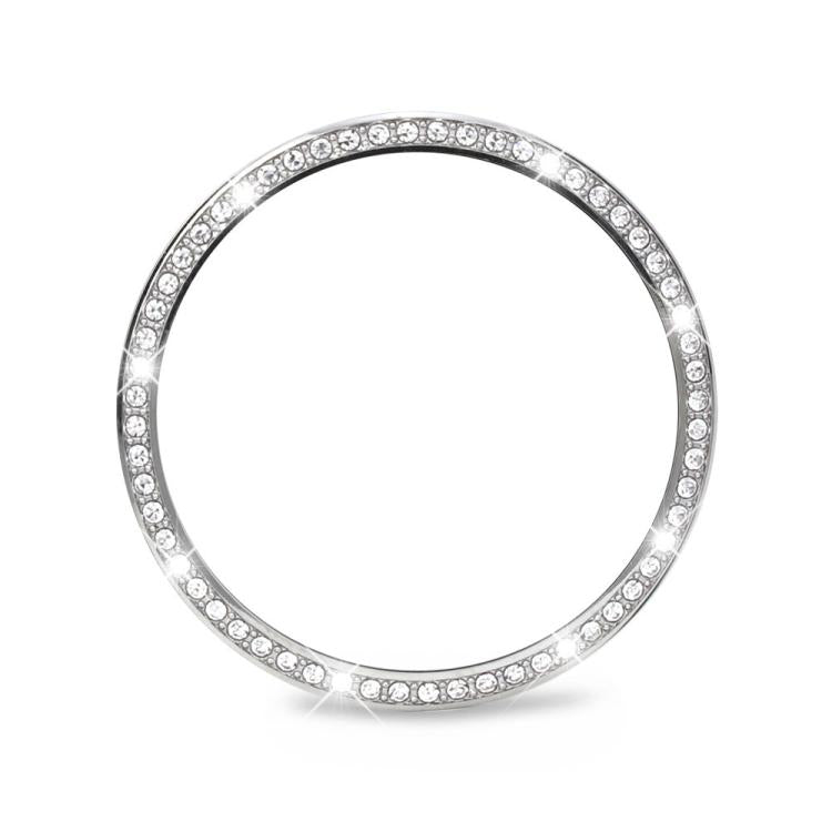 For Samsung Galaxy Watch8 40mm Diamond Bezel and Solid Color Stitched Silicone Watch Band(Red Silver) - free shipping - PMC TechLife - Order now!