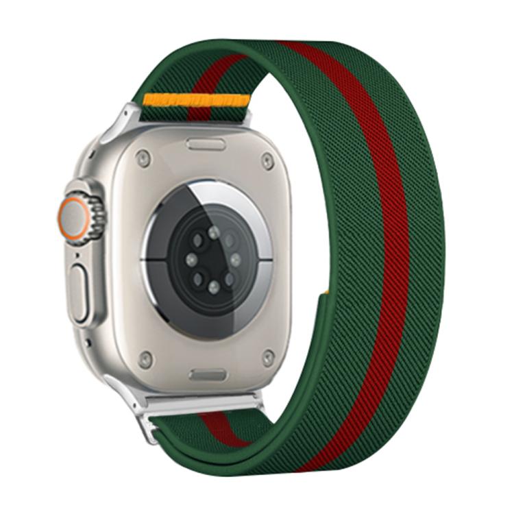 For Apple Watch 42mm / 41mm / 40mm / 38mm Adjustable Single Loop Elastic Nylon Watch Band(Green with Red) - free shipping - PMC TechLife - Order now!