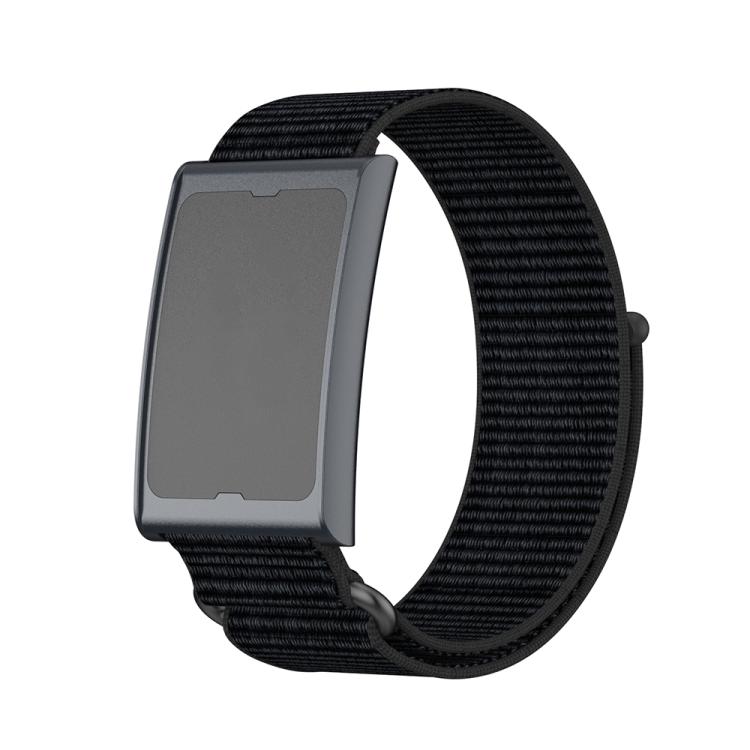 For Amazfit Helio Strap Metal Ring Two Sections Nylon Hook and Loop Fastener Watch Band(Deep Black) - free shipping - PMC TechLife - Order now!