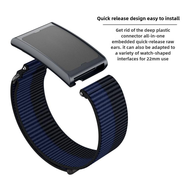For Amazfit Helio Strap Metal Ring Two Sections Nylon Hook and Loop Fastener Watch Band(Deep Black) - free shipping - PMC TechLife - Order now!