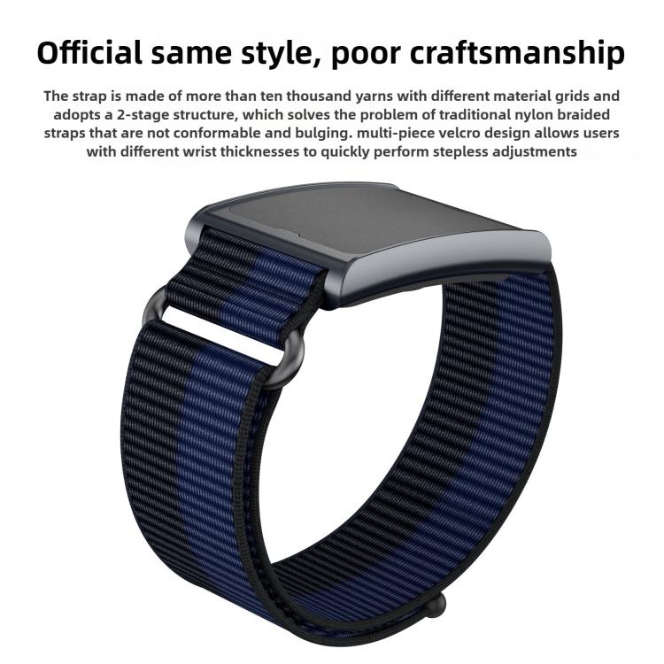 For Amazfit Helio Strap Metal Ring Two Sections Nylon Hook and Loop Fastener Watch Band(Smokey Purple) - free shipping - PMC TechLife - Order now!