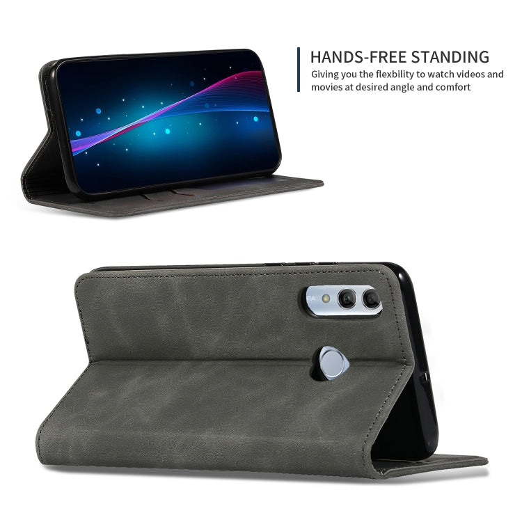 Retro Skin Feel Business Magnetic Horizontal Flip Leather Case for Huawei Honor 10 Lite / Honor 20 Lite / Honor 10i / Honor 20i(Dark Gray) - Honor Cases by PMC Jewellery | Online Shopping South Africa | PMC Jewellery | Buy Now Pay Later Mobicred