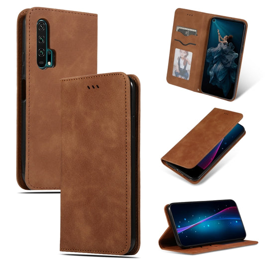 Retro Skin Feel Business Magnetic Horizontal Flip Leather Case for Huawei Honor 20 Pro(Brown) - Honor Cases by PMC Jewellery | Online Shopping South Africa | PMC Jewellery | Buy Now Pay Later Mobicred