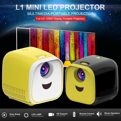 L1 Children Projector Mini LED Portable Home Speaker Projector, UK Plug(Yellow) - LED Projector by PMC Jewellery | Online Shopping South Africa | PMC Jewellery | Buy Now Pay Later Mobicred