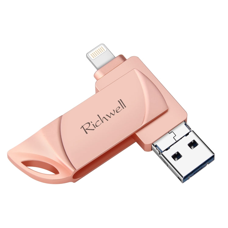 Richwell DXZ65 USB Flash Disk 32G 3 in 1 Micro USB + 8 Pin + USB 3.0 Compatible IPhone & IOS(Rose Gold) - U Disk & Card Reader by Richwell | Online Shopping South Africa | PMC Jewellery | Buy Now Pay Later Mobicred