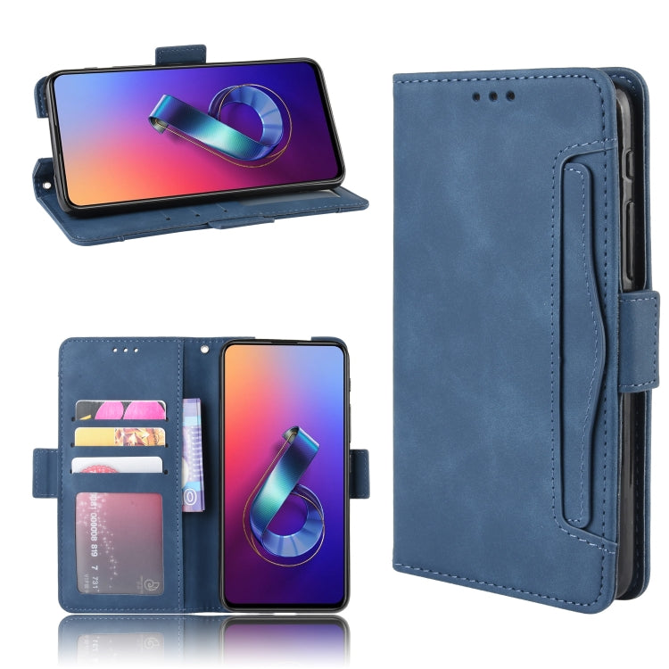 Wallet Style Skin Feel Calf Pattern Leather Case For Asus Zenfone 6 ZS630KL,with Separate Card Slot(Blue) - ASUS Cases by PMC Jewellery | Online Shopping South Africa | PMC Jewellery