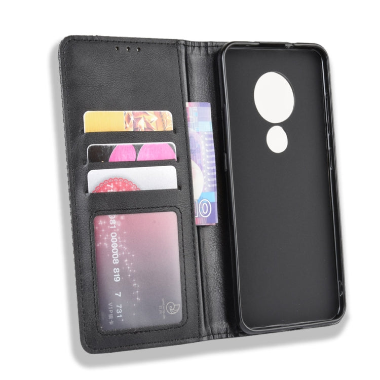 For Nokia 7.2 / Nokia 6.2 Magnetic Buckle Retro Crazy Horse Texture Horizontal Flip Leather Case , with Holder & Card Slots & Photo Frame(Black) - Nokia Cases by PMC Jewellery | Online Shopping South Africa | PMC Jewellery | Buy Now Pay Later Mobicred