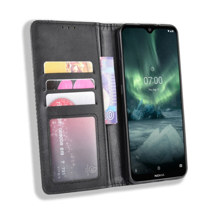 For Nokia 7.2 / Nokia 6.2 Magnetic Buckle Retro Crazy Horse Texture Horizontal Flip Leather Case , with Holder & Card Slots & Photo Frame(Black) - Nokia Cases by PMC Jewellery | Online Shopping South Africa | PMC Jewellery | Buy Now Pay Later Mobicred