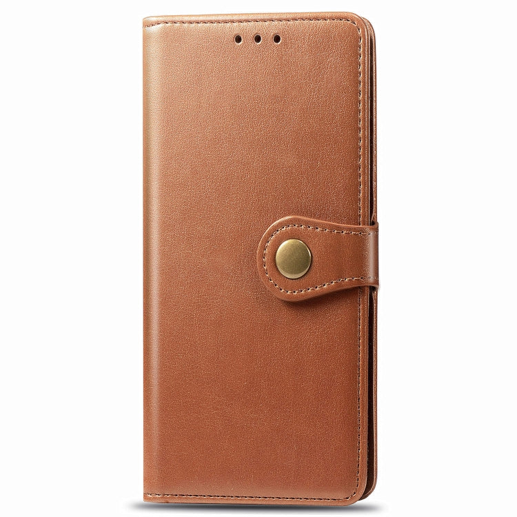 For Sony Xperia 5 Retro Solid Color Leather Buckle Phone Case with Lanyard & Photo Frame & Card Slot & Wallet & Stand Function(Brown) - Sony Cases by PMC Jewellery | Online Shopping South Africa | PMC Jewellery | Buy Now Pay Later Mobicred