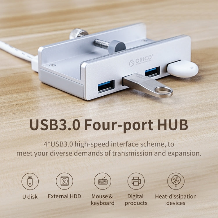 ORICO  MH4PU-P Aluminum Alloy 4 Ports USB3.0 Clip-type HUB(Black) - USB 3.0 HUB by ORICO | Online Shopping South Africa | PMC Jewellery | Buy Now Pay Later Mobicred