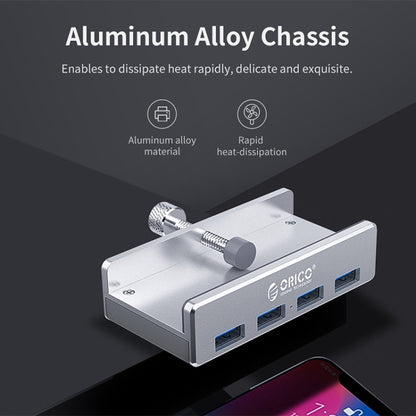 ORICO  MH4PU-P Aluminum Alloy 4 Ports USB3.0 Clip-type HUB(Silver) - USB 3.0 HUB by ORICO | Online Shopping South Africa | PMC Jewellery | Buy Now Pay Later Mobicred