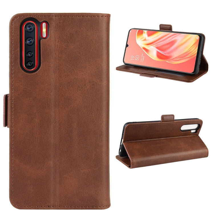 For OPPO A91 Dual-side Magnetic Buckle Horizontal Flip PU Leather Case with Holder & Card Slots & Wallet(Brown) - OPPO Cases by PMC Jewellery | Online Shopping South Africa | PMC Jewellery | Buy Now Pay Later Mobicred