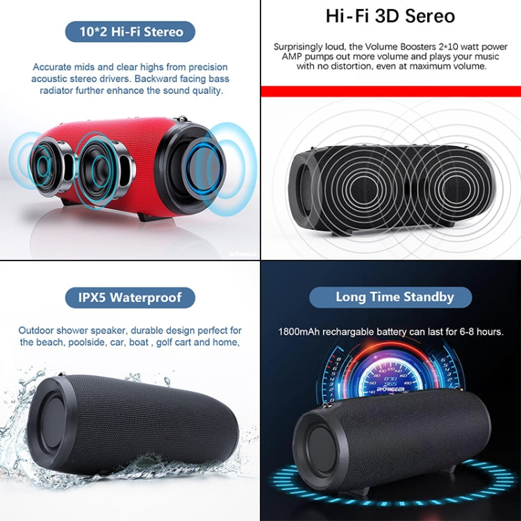 T&G 324 Portable Column Speaker 10W Bluetooth Speaker Music Player Speakers Box with FM Radio Aux TF Subwoofer Bass Speaker(Red) - Desktop Speaker by T&G | Online Shopping South Africa | PMC Jewellery | Buy Now Pay Later Mobicred