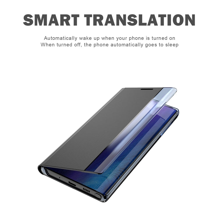 For Galaxy Note 10 Plain Texture Cloth Attraction Flip Holder Leather Phone Case(Blue) - Galaxy Phone Cases by PMC TechLife | Online Shopping South Africa | PMC TechLife