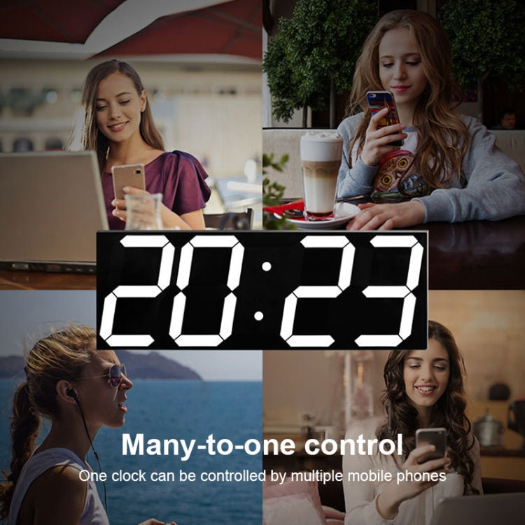 LED Digital Clock Living Room Wall Clock Creative WIFI Clock US Plug, Style:4 Bit WIFI, Color:Hollow White - Wall Clock by PMc TechLife | Online Shopping South Africa | PMc TechLife | Buy Now Pay Later Mobicred
