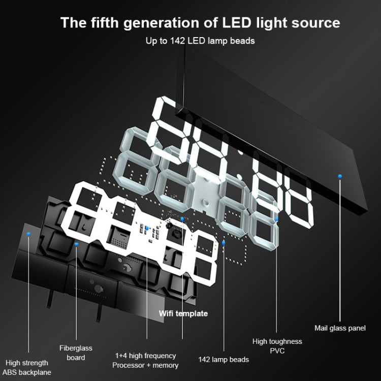 LED Digital Clock Living Room Wall Clock Creative WIFI Clock US Plug, Style:4 Bit WIFI, Color:Hollow Red - Wall Clock by PMc TechLife | Online Shopping South Africa | PMc TechLife | Buy Now Pay Later Mobicred