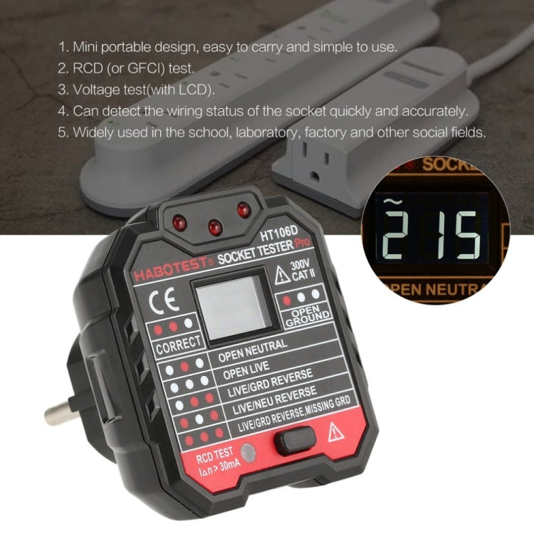 HT106 Socket Testers Voltage Test Detector Ground Line Neutral Line Live Line Leakage Electroscope(UK Plug) - Current & Voltage Tester by PMC Jewellery | Online Shopping South Africa | PMC Jewellery | Buy Now Pay Later Mobicred