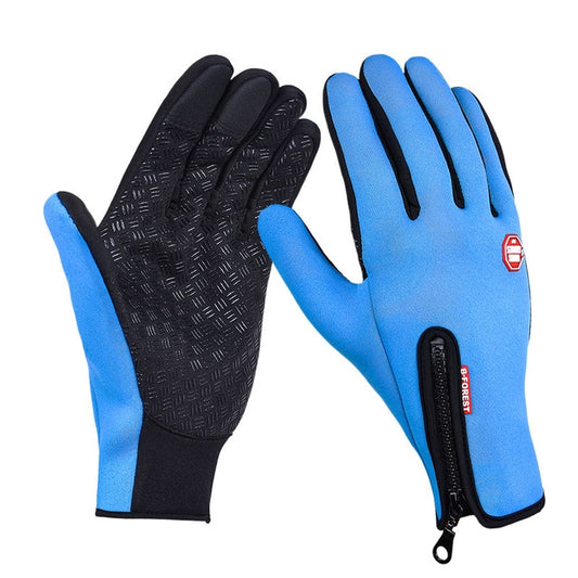 Outdoor Sports Hiking Winter Leather Soft Warm Bike Gloves For Men Women, Size:XL (Blue) - Full Finger Gloves by qepae | Online Shopping South Africa | PMC Jewellery | Buy Now Pay Later Mobicred