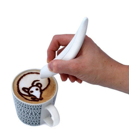 New Electric Latte Art Pen For Coffee Cake Pen For Spice Cake Decorating Pen Coffee Carving Pen Baking Pastry Tools(White) - Coffee Tools by PMC Jewellery | Online Shopping South Africa | PMC Jewellery