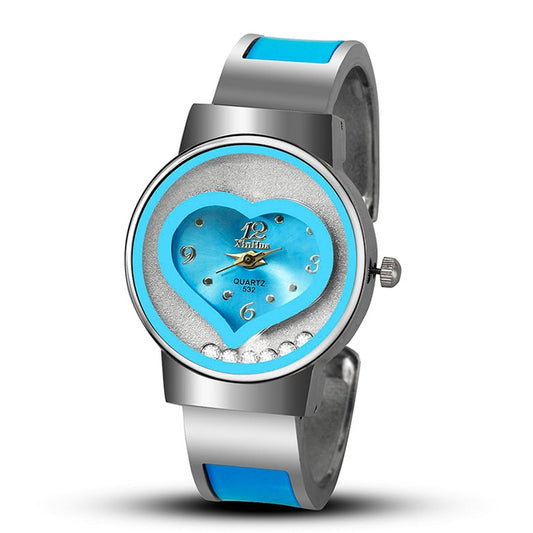 Heart Shaped Quartz Watch for Women(Sky Blue) - Metal Strap Watches by PMC Jewellery | Online Shopping South Africa | PMC Jewellery | Buy Now Pay Later Mobicred