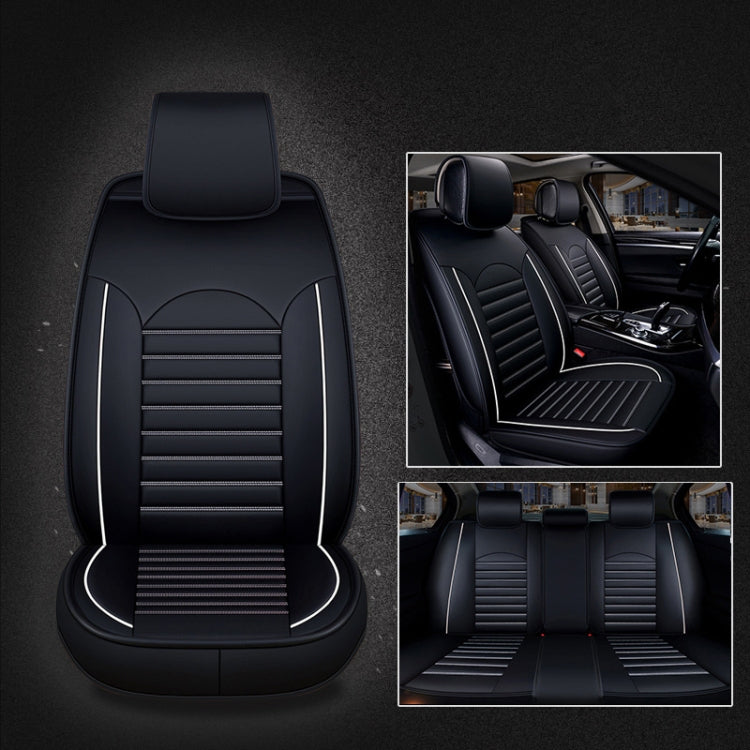 Universal PU Leather Car Seat Cover Black White - Seat Accessories by PMC Jewellery | Online Shopping South Africa | PMC Jewellery | Buy Now Pay Later Mobicred