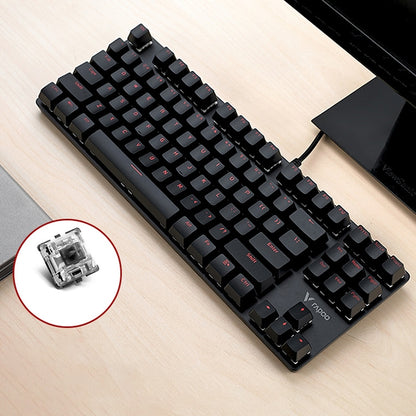 Rapoo V500 87-keys Alloy Edition Desktop Laptop Computer Game Esports Office Home Typing Metal Wired Mechanical Keyboard without Backlight,(Black Shaft) - Wired Keyboard by Rapoo | Online Shopping South Africa | PMC Jewellery | Buy Now Pay Later Mobicred