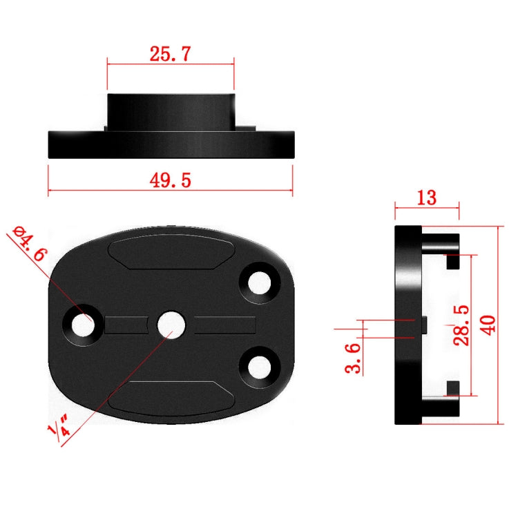 4 Holes Aluminum Quick Release Tripod Mount Base For Sports Camera, Color: Black - Helmet Mount by PMC Jewellery | Online Shopping South Africa | PMC Jewellery | Buy Now Pay Later Mobicred