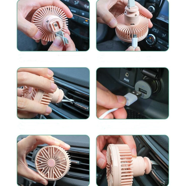 Car Vent Fan Multi-function USB Interface Mini LED Lamp Car Fan(Yellow) - Heating & Fans by PMC Jewellery | Online Shopping South Africa | PMC Jewellery | Buy Now Pay Later Mobicred