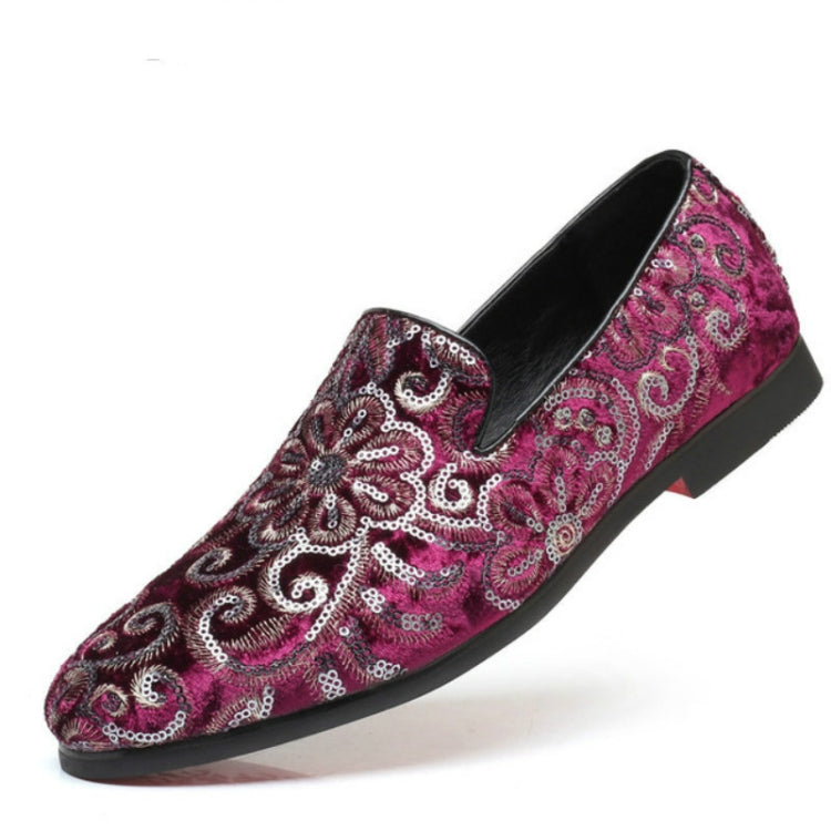 Men Casual Fashion Glitter Shoe Slip-on Shoes Loafers, Size:43( Red) - Formal Shoes by PMC Jewellery | Online Shopping South Africa | PMC Jewellery