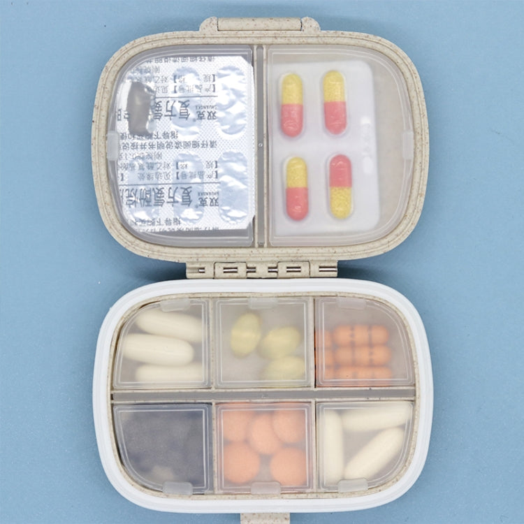 3 PCS 8-Grid Double-layer Portable Mini Straw Pill Storage Box(Wheat Beige) - free shipping - PMC TechLife - Order now!