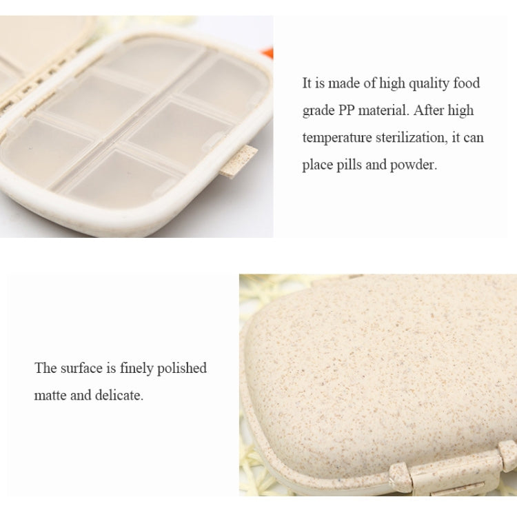 3 PCS 8-Grid Double-layer Portable Mini Straw Pill Storage Box(Wheat Beige) - free shipping - PMC TechLife - Order now!